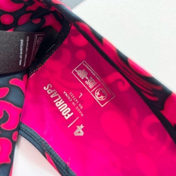 FourLaps Infinity Sports Bra Womens Large Black Red Workout Velvet Wallpaper NEW - Picture 5 of 8